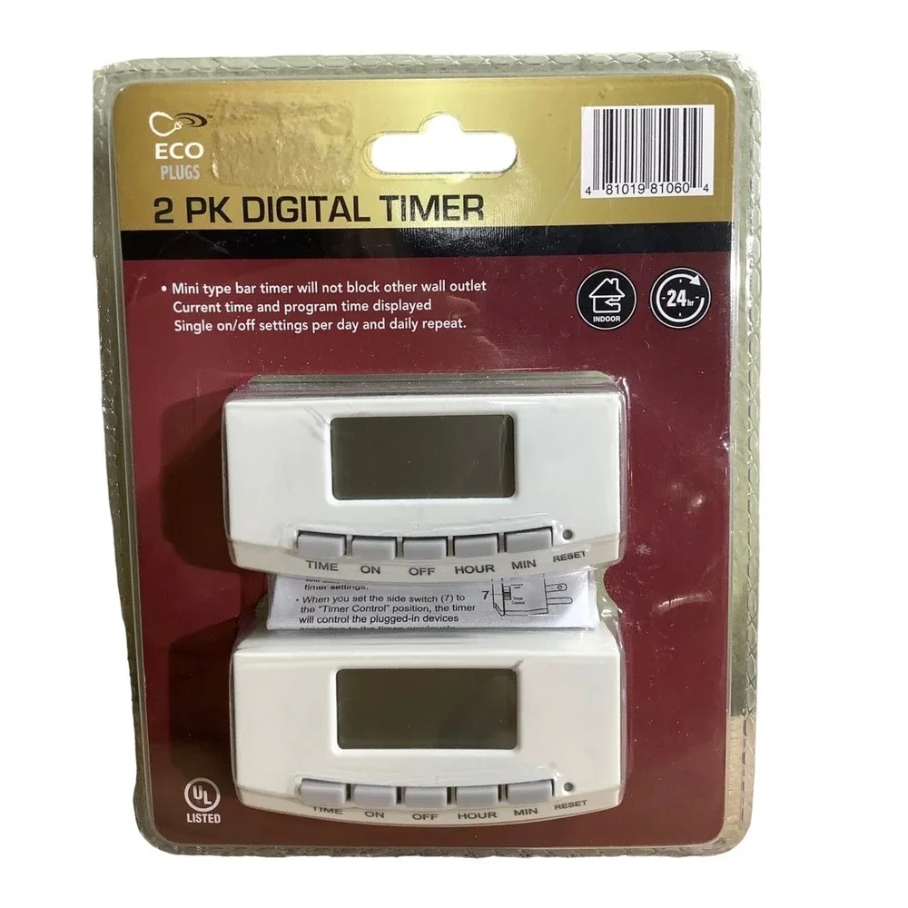 2 Pack - Digital Wall Plug, Programmable Timers
